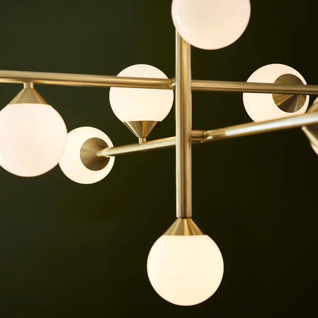 Eve 10 Light Satin Brass Pendant with White Shades