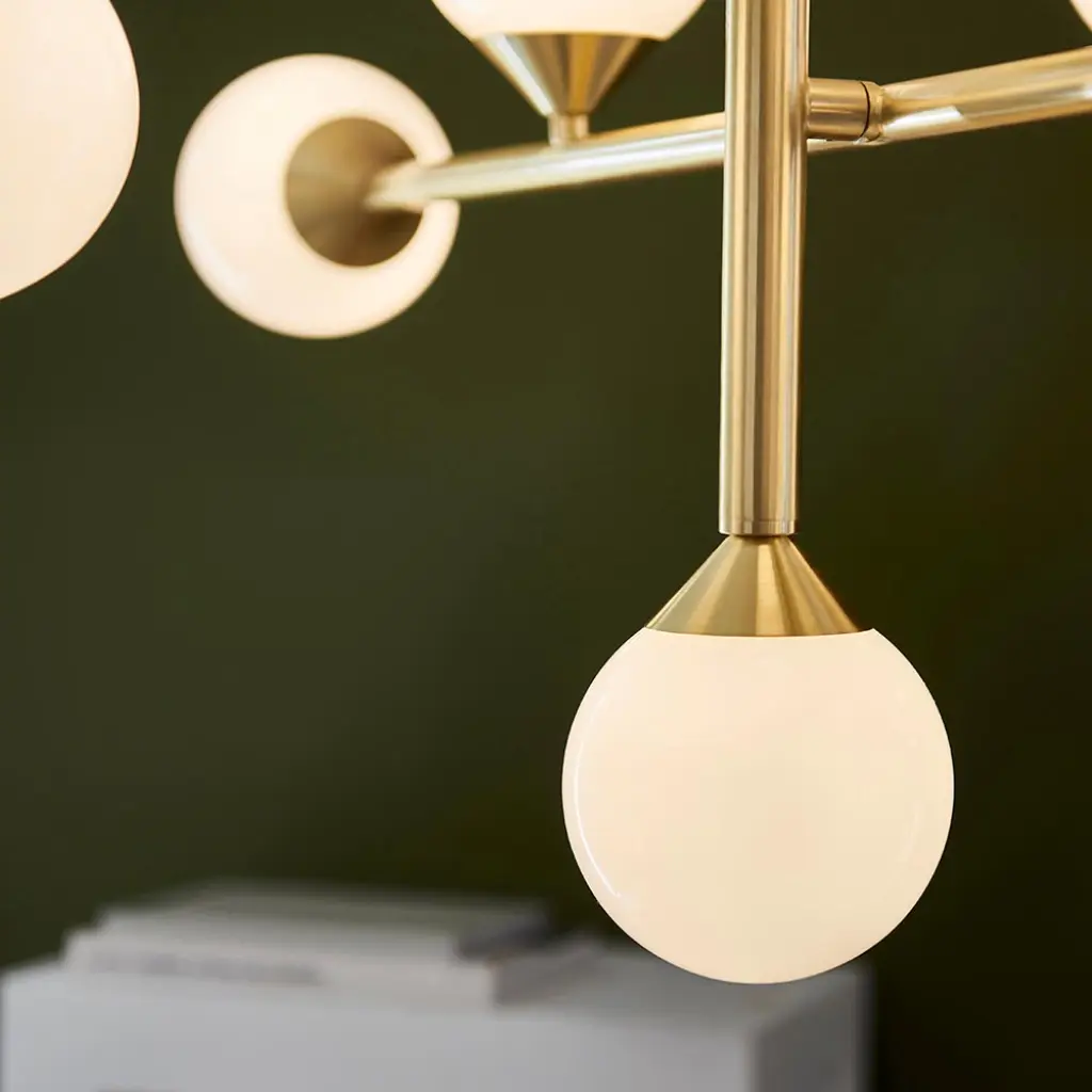 Eve 10 Light Satin Brass Pendant with White Shades