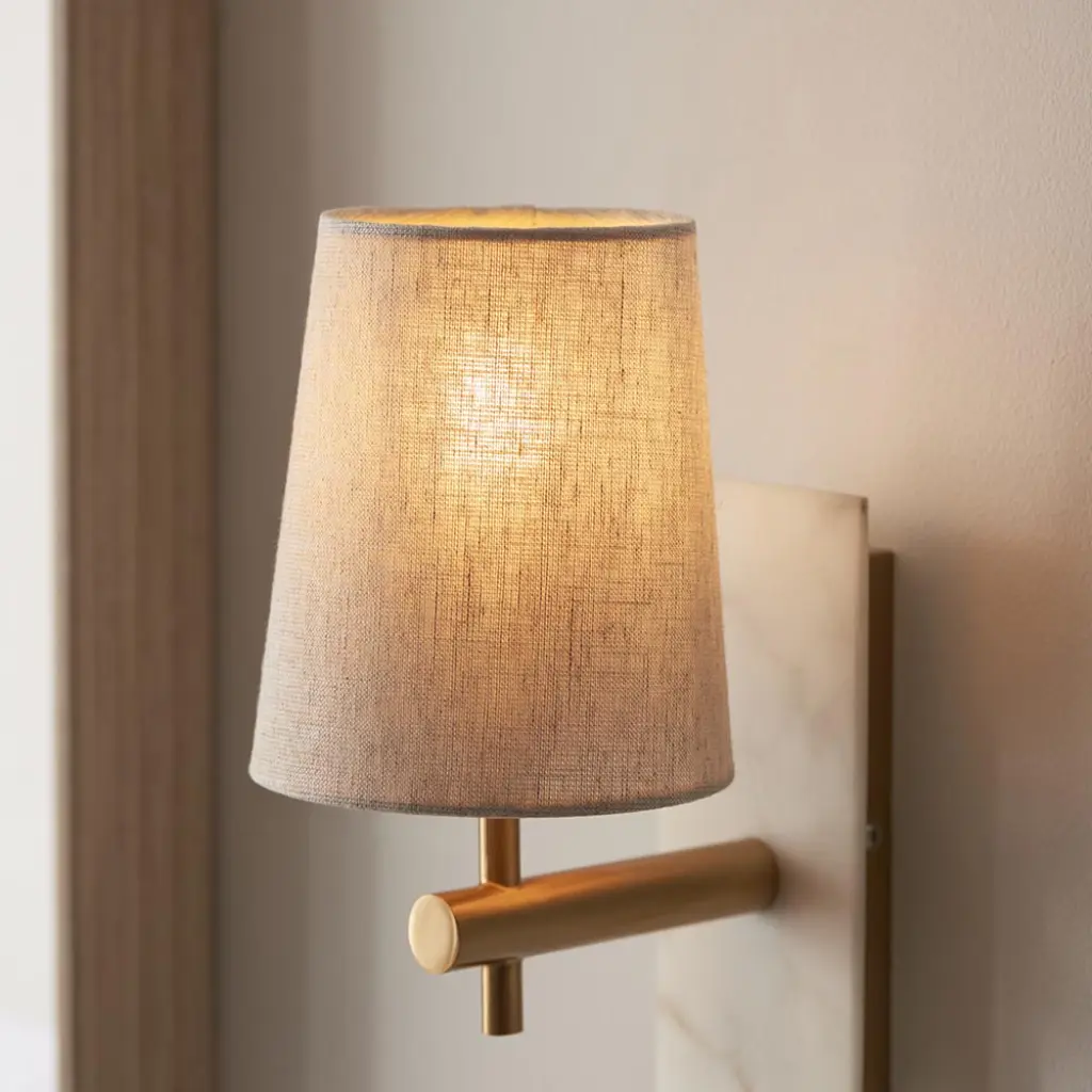 Ellie Brass & Marble Wall Light with Tapered Shade