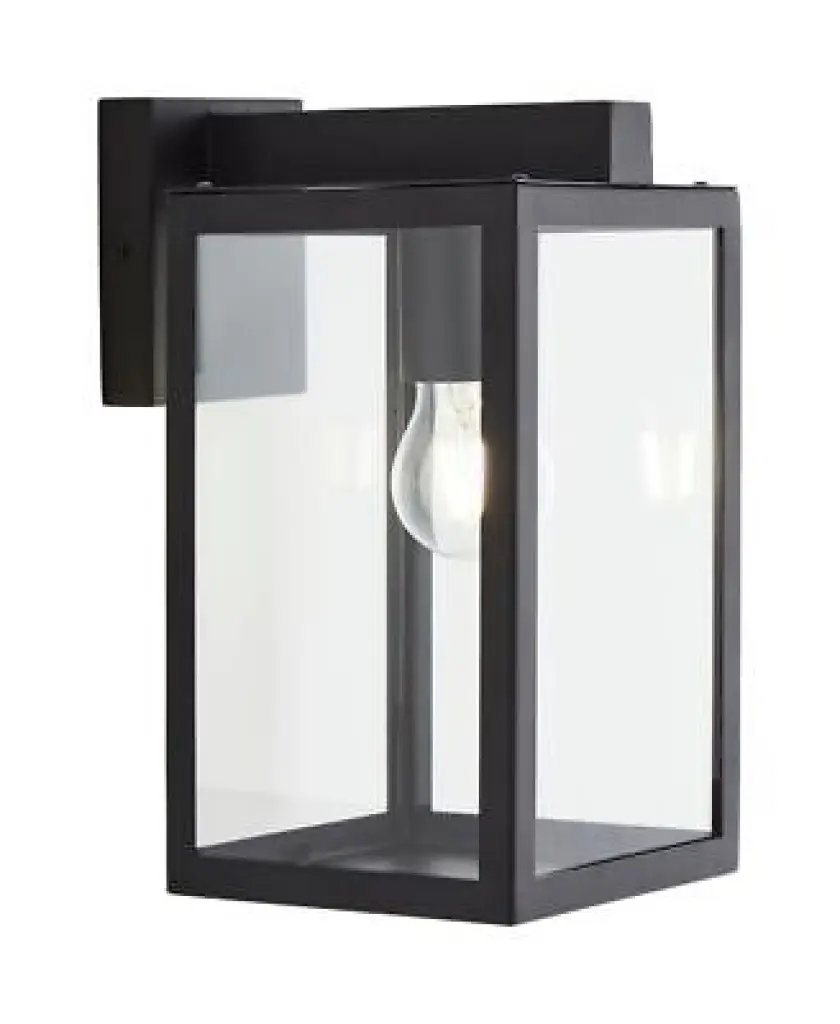 Hestia Glass Wall Lantern in Black Finish