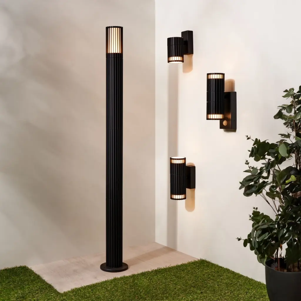 Muto Up & Down Black Wall Light with PIR