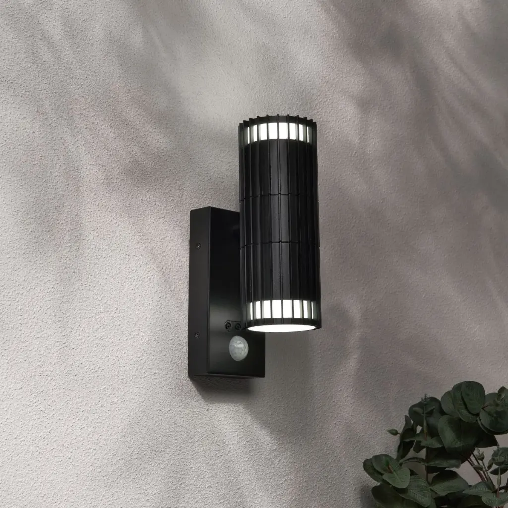 Muto Up & Down Black Wall Light with PIR