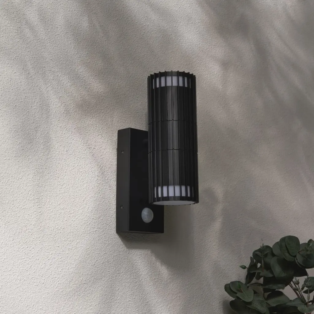 Muto Up & Down Black Wall Light with PIR