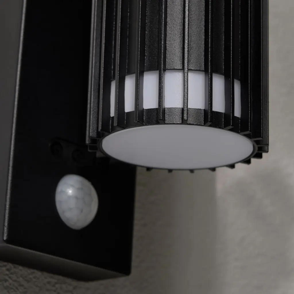 Muto Up & Down Black Wall Light with PIR